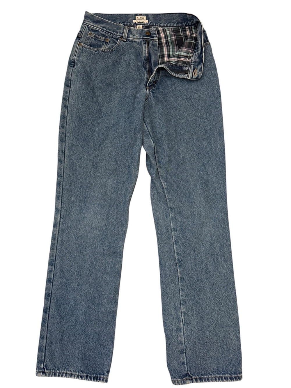 VTG 90s L.L.Bean Flannel Lined Jeans Original Fit 100% Cotton High Rise 12 Tall